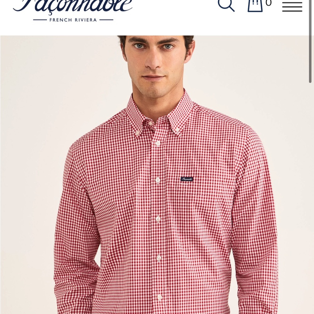 French designer brand Facconable pink gingham shirt. L